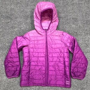 Gap Kids Girls Small Pink Purple Ombre Primaloft Puffer Jacket Hooded Coat